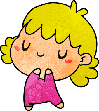 Bir insan tarafından çizilmiş sevimli bir kawai kızının desenli çizimi.