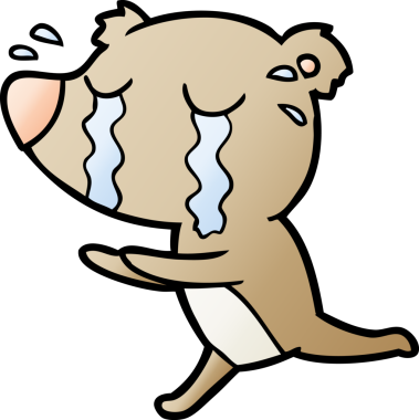 Bir insan tarafından çizilmiş ağlayan ayı karikatürü.