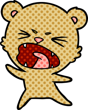 Bir insan tarafından çizilmiş kızgın çizgi film ayısı.