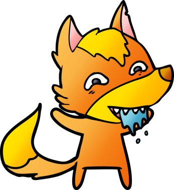 Bir insan tarafından çizilmiş tilki çizgi film karakteri