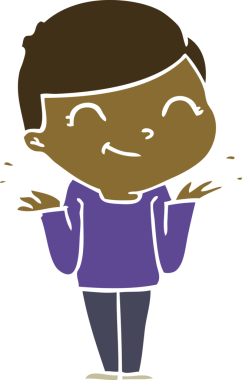 Bir insan tarafından çizilmiş düz renkli çizgi film çocuğu.