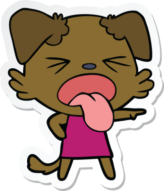 Bir insan tarafından çizilmiş tiksindirici bir köpeğin çıkartması.