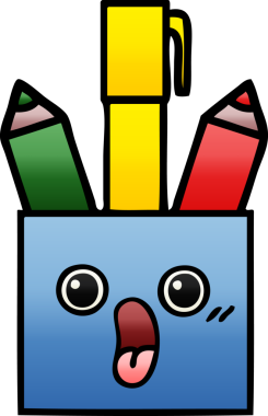 Bir insan tarafından çizilmiş kalem tenceresinin gölgelenmiş karikatürü