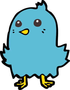 Bir insan tarafından çizilmiş çizgi film kuşu.