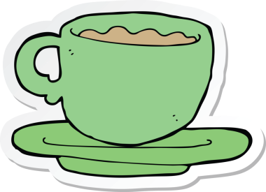 Bir insan tarafından çizilmiş bir fincan çayın çıkartması.