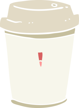 Düz renkli çizgi film. Bir insan tarafından çizilmiş kahveyi çıkar.