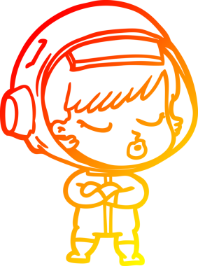 Bir insan tarafından çizilmiş güzel astronot bir kızın sıcak çizgi çizimi