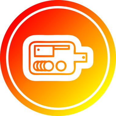 Bir insan tarafından çizilmiş sıcak gradyan kesme tahtası dairesel simgesi