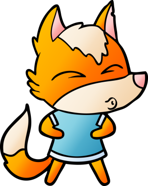 Bir insan tarafından çizilmiş tilki çizgi film karakteri