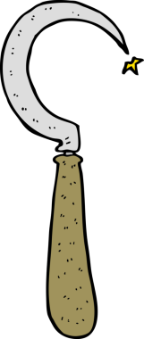 Bir insan tarafından çizilmiş karikatür orağı.