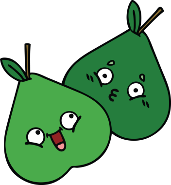 Bir insan tarafından çizilmiş armut karikatürü.