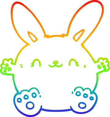 Gökkuşağı gradyan çizgisi. Bir insan tarafından çizilmiş şirin bir tavşan çizimi.