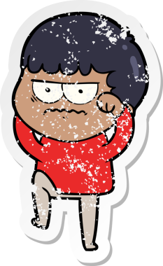 Bir insan tarafından çizilmiş sıkıntılı bir karikatür çıkartması.