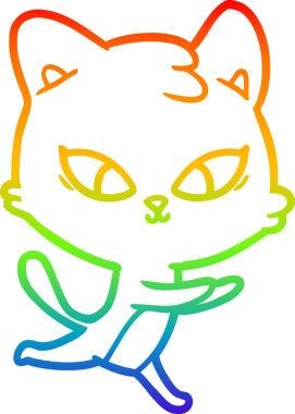 Gökkuşağı gradyan çizgisi bir insan tarafından çizilmiş şirin bir çizgi kedi çizimi