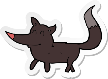 Bir insan tarafından çizilmiş küçük bir kurdun çıkartması.