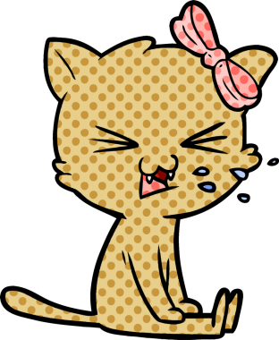 Bir insan tarafından çizilmiş çizgi film kedisi.