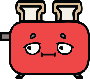 Bir insan tarafından çizilmiş bir tost makinesi karikatürü.