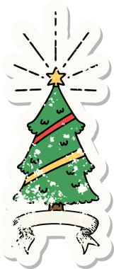 Bir insan tarafından çizilmiş yıIbaşı ağacının eski bir çıkartması.