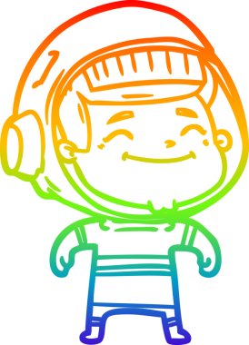 gökkuşağı gradyan çizimi mutlu bir çizgi astronot çizimi bir insan tarafından çizildi