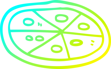 Bir insan tarafından çizilmiş soğuk gradyan pizza çizimi.