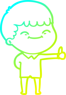 Bir çizgi film karakteri çizen soğuk çizgi bir insan tarafından çizilmiş mutlu çocuk.