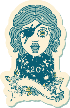 Retro Dövme Tarzı İnsan Rogue Bir insan tarafından çizilmiş 20 zar ile