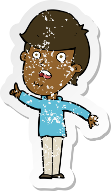 Bir insan tarafından çizilen soruyu soran bir çizgi film karakterinin gerilimli geçmiş yapıştırması.