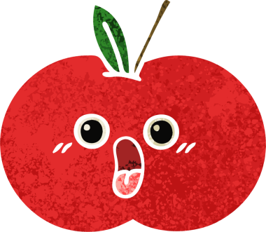 Bir insan tarafından çizilmiş kırmızı elmanın retro çizim tarzı karikatürü