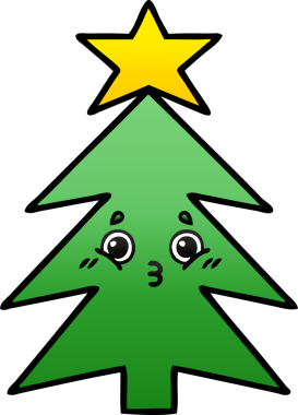 Bir insan tarafından çizilmiş bir noel ağacının gölgeli karikatürü.