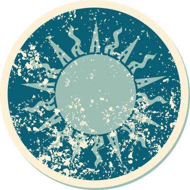 Bir insan tarafından çizilmiş bir güneşin sembolik dövmesi.