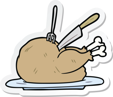 Bir insan tarafından çizilmiş bir hindinin çıkartması.