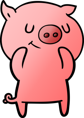 Bir insan tarafından çizilmiş mutlu çizgi film domuzu.