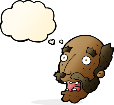 Karikatür bir insan tarafından çizilen düşünce baloncuğuyla yaşlı adamı şok etti.