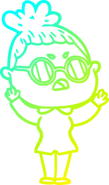 Bir insan tarafından çizilmiş bir çizgi filmin soğuk gradyan çizimi.