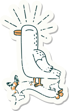 Bir insan tarafından çizilmiş martı dövmesi stili eski bir etiket.