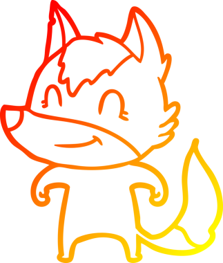 Bir insan tarafından çizilmiş dost canlısı bir kurt çizgi çizimi.