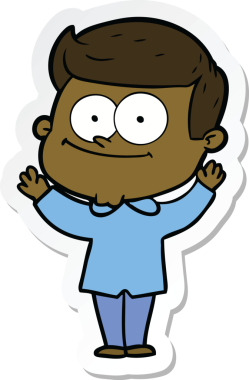 Bir insan tarafından çizilmiş mutlu bir adamın çıkartması.