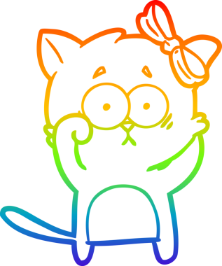 gökkuşağı gradyanı çizimi bir insan tarafından çizilmiş çizgi film kedisi