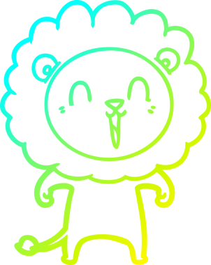 Bir insan tarafından çizilmiş gülen aslan karikatürü.