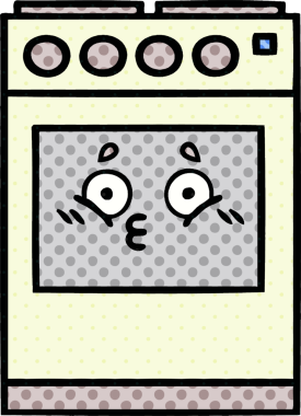 Bir insan tarafından çizilmiş mutfak fırınının çizgi romanı.