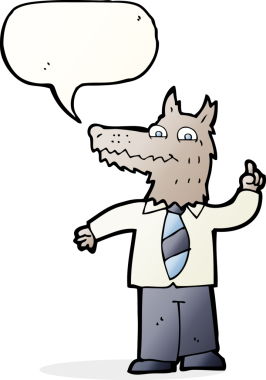 Bir insan tarafından çizilmiş konuşma baloncuğu fikri olan çizgi film iş kurdu.