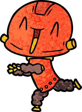 Bir insan tarafından çizilmiş çizgi film robotu