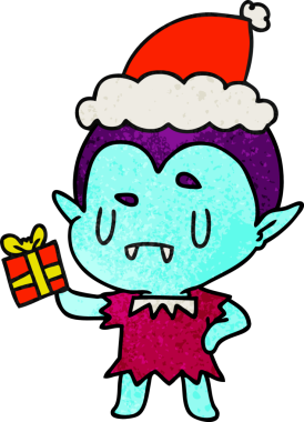 Bir insan tarafından çizilmiş kawai vampirinin el yapımı karikatürü.