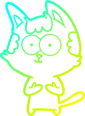 Bir insan tarafından çizilmiş mutlu çizgi film kedisinin soğuk gradyan çizgisi.