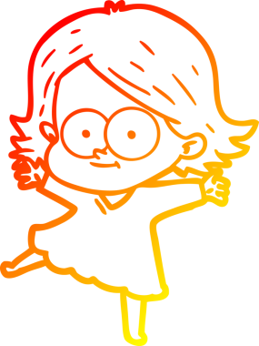 Bir insan tarafından çizilmiş mutlu bir çizgi film kızı çizimi