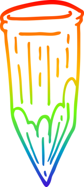 rainbow gradient line drawing of a cartoon wood stake drawn by a human