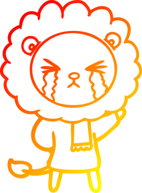 Bir insan tarafından çizilmiş, ağlayan bir aslanın çizgi çizimi.