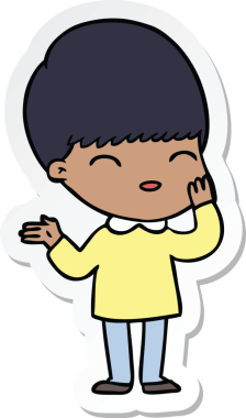 Bir insan tarafından çizilmiş mutlu bir çizgi film çocuğunun çıkartması.