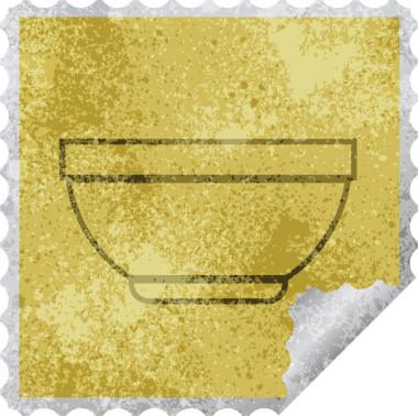 Bir insan tarafından çizilmiş pirinç kase kare kabuğu vektör illüstrasyonu