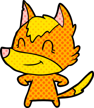 Bir insan tarafından çizilmiş tilki çizgi film karakteri